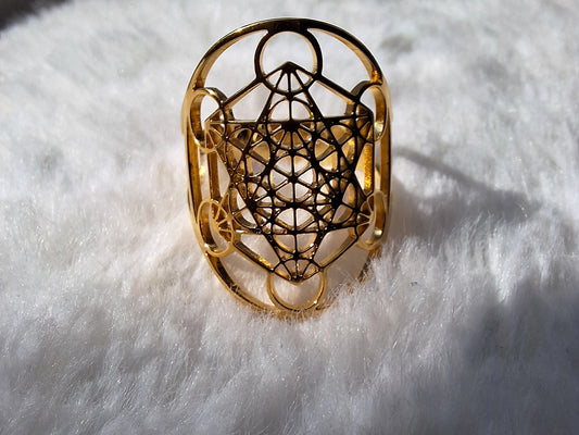 Bague Metatron acier inoxydable doré