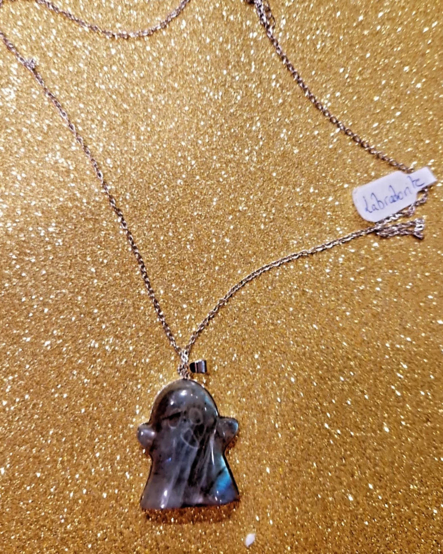 Collier fantôme en Labradorite et acier inoxydable