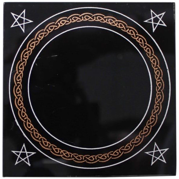 Miroir noir sorcière pour autel ou divination