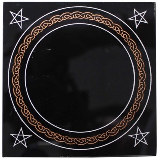 Miroir noir sorcière pour autel ou divination