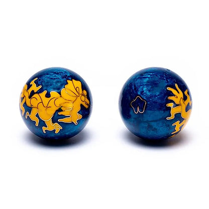 Boules de santé Qi Gong dragons jaunes boules bleues