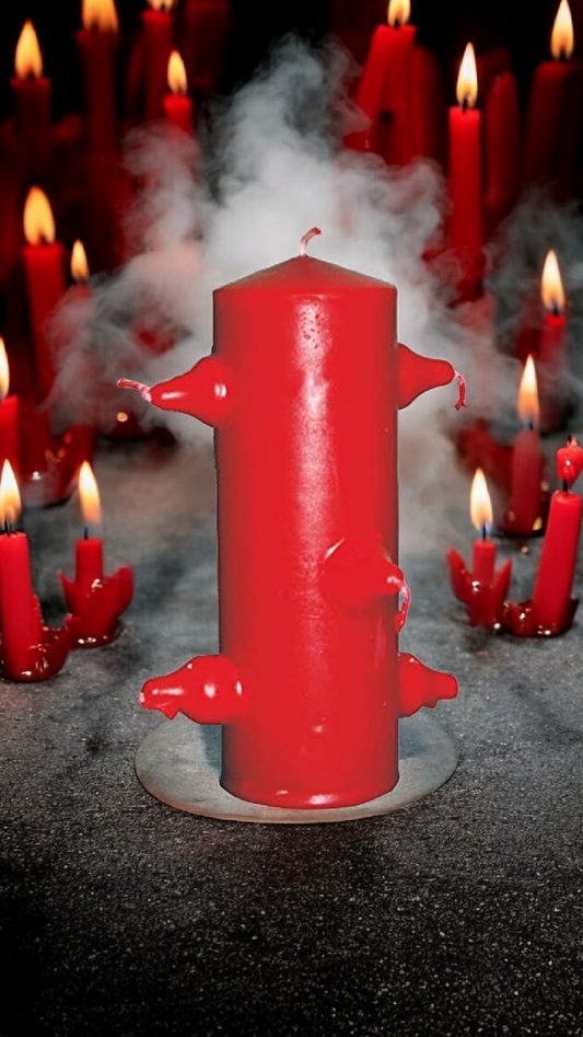 Bougie 7 mèches rouge