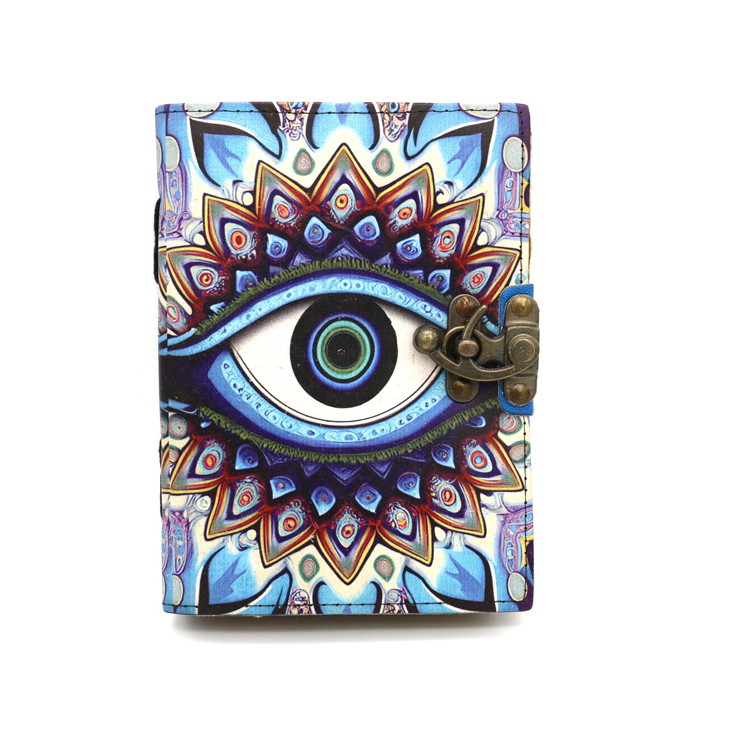 Grimoire en cuir vierge « evil eye » oeil bleu protecteur