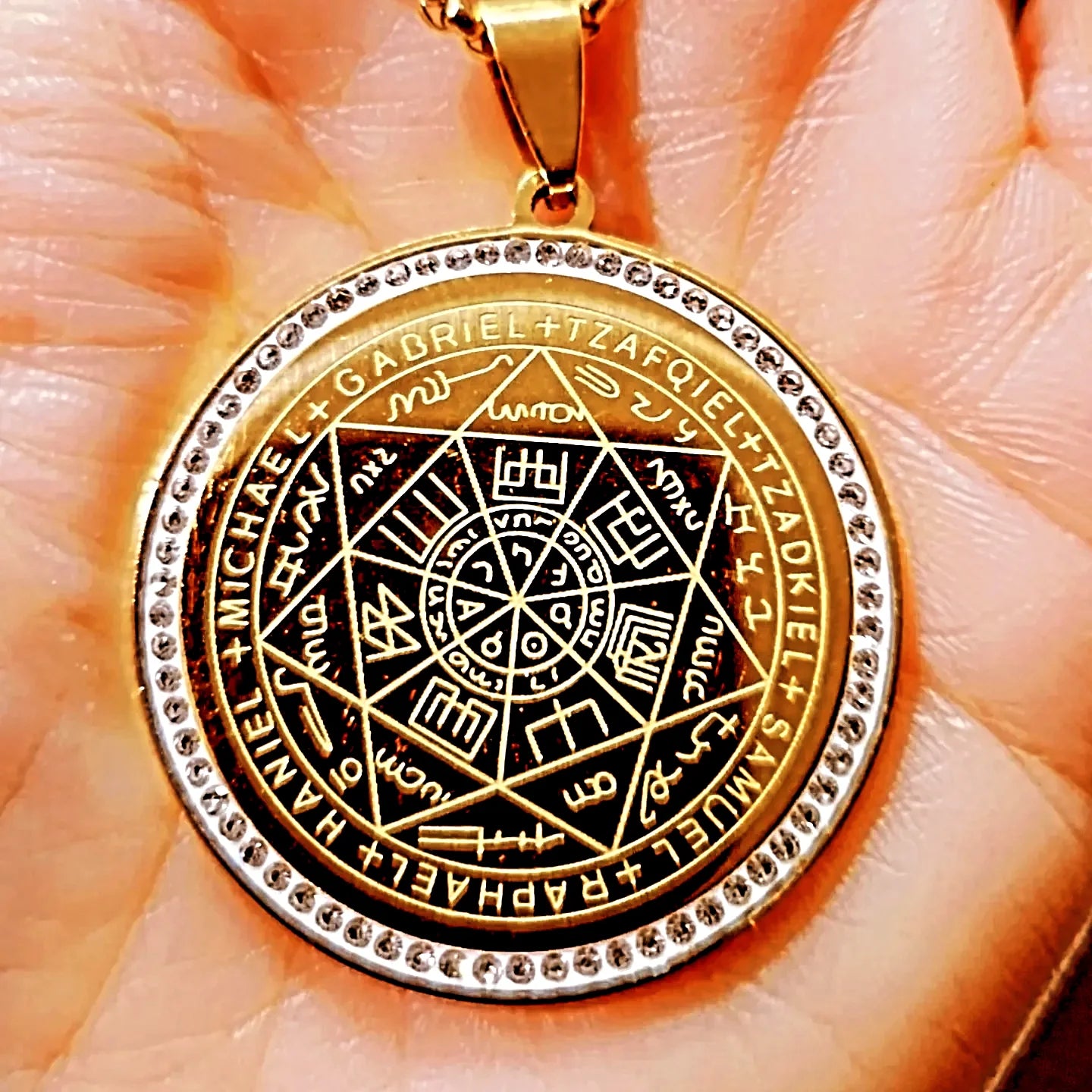 Talisman heptagramme sceau des 7 archanges acier inoxydable couleur or ou argent