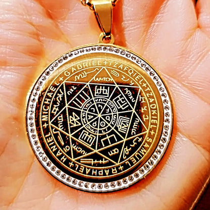 Talisman heptagramme sceau des 7 archanges acier inoxydable couleur or ou argent