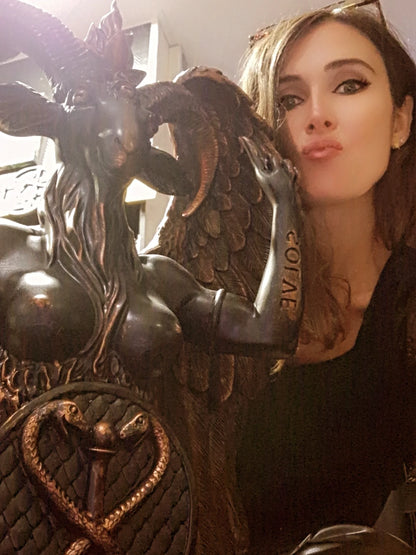 Statue Baphomet 61 cm – Grande statue ésotérique en bronze patiné. RETRAIT EN BOUTIQUE UNIQUEMENT