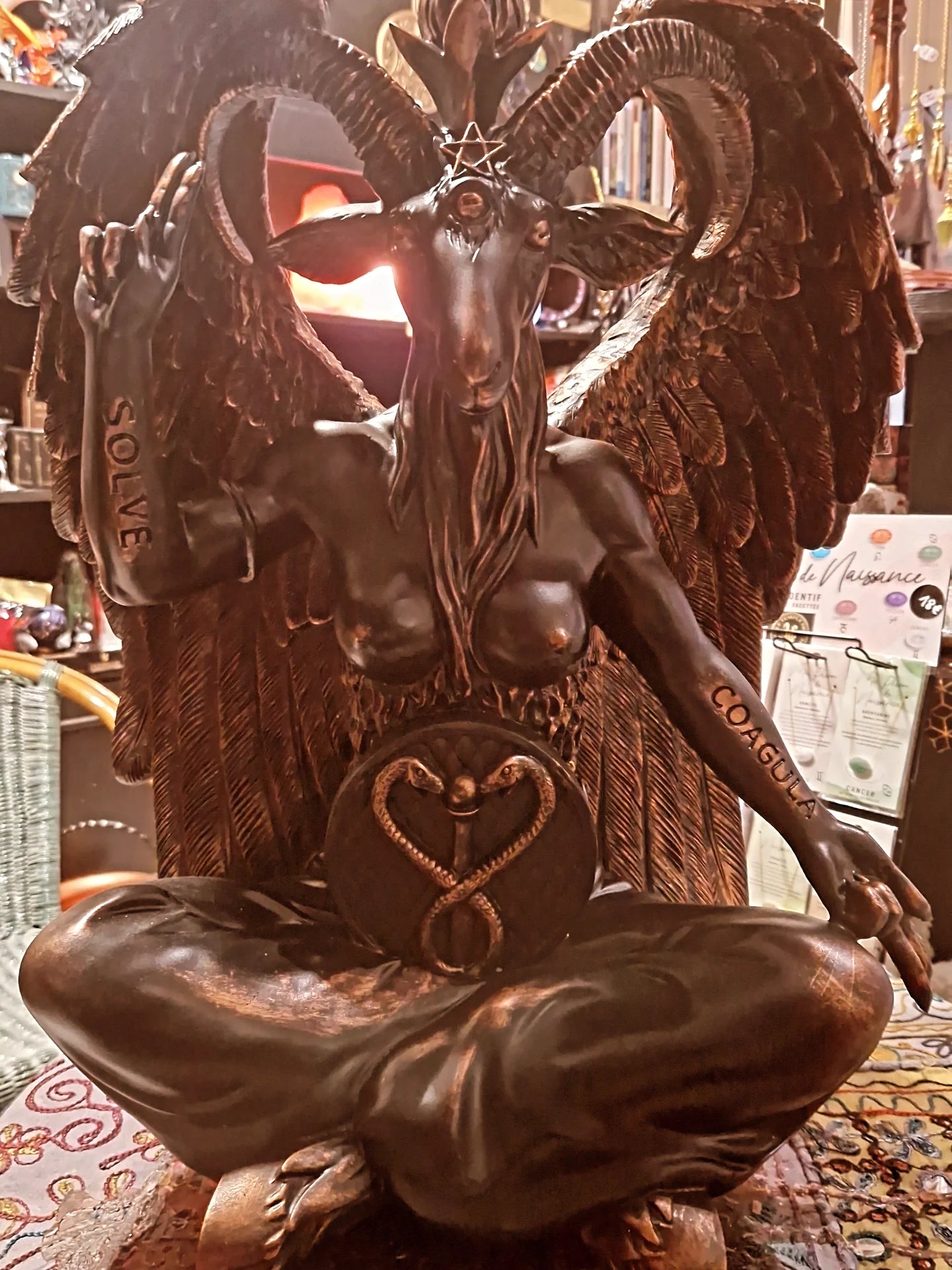 Statue Baphomet 61 cm – Grande statue ésotérique en bronze patiné. RETRAIT EN BOUTIQUE UNIQUEMENT