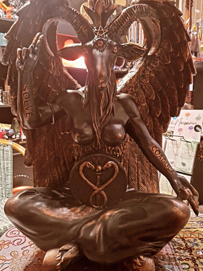 Statue Baphomet 61 cm – Grande statue ésotérique en bronze patiné. RETRAIT EN BOUTIQUE UNIQUEMENT