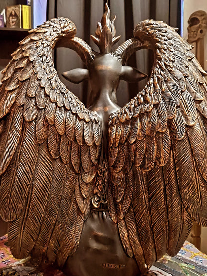 Statue Baphomet 61 cm – Grande statue ésotérique en bronze patiné. RETRAIT EN BOUTIQUE UNIQUEMENT