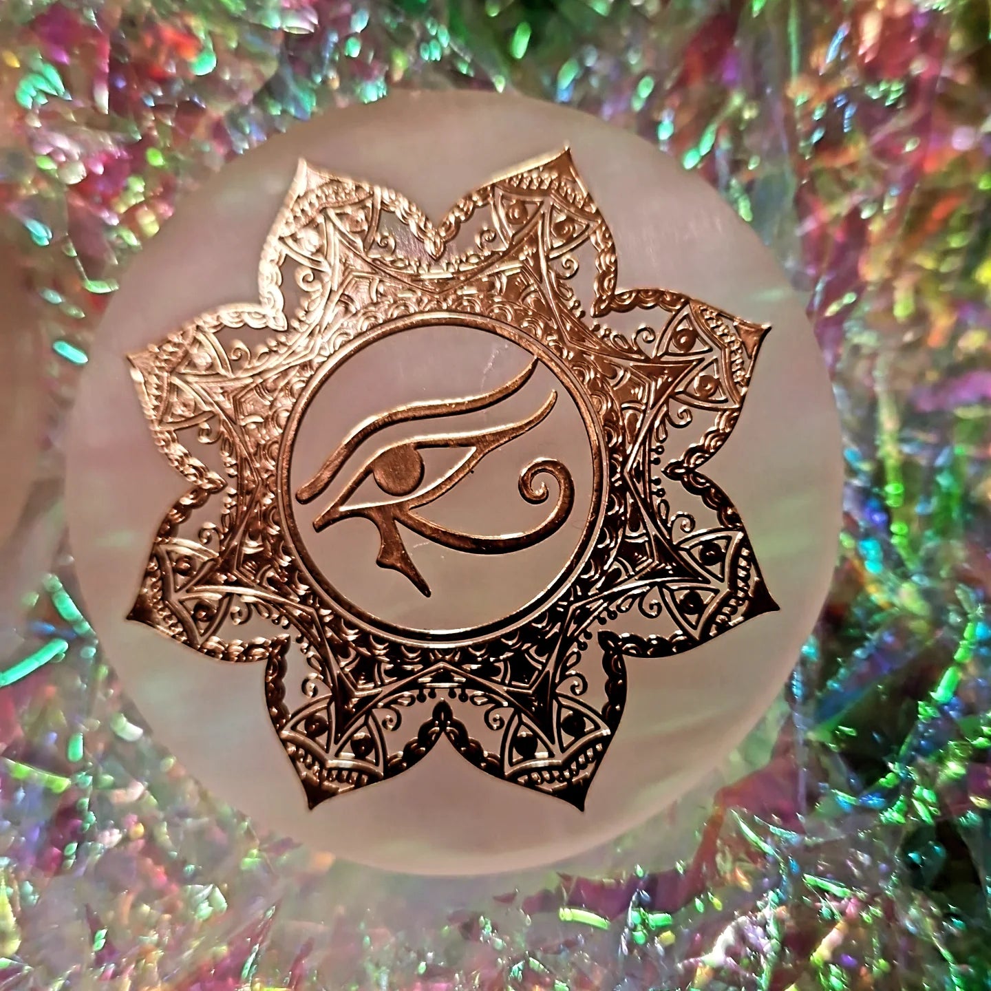 Plaque de sélénite oeil d'Horus