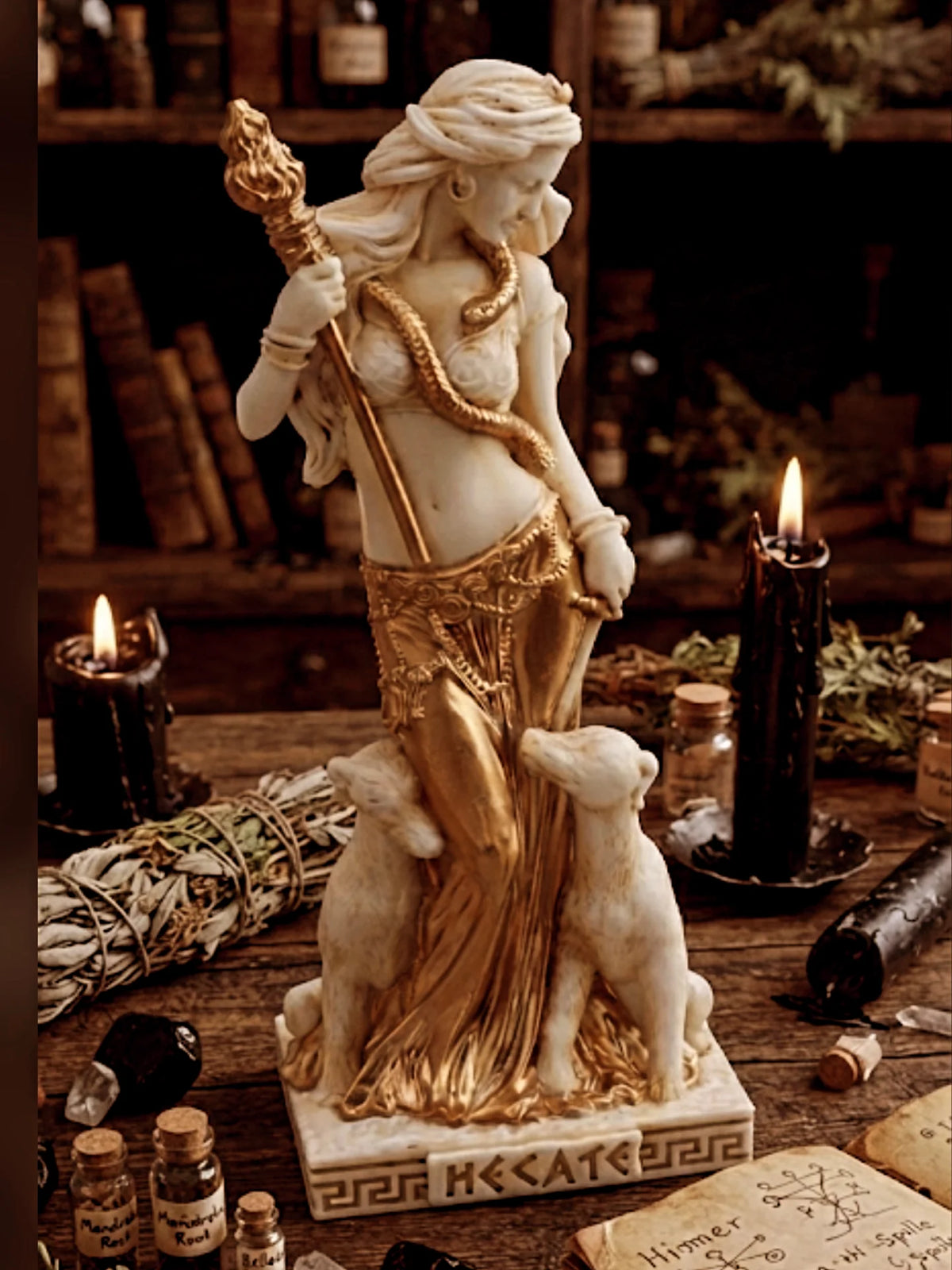 Figurine statuette miniature Hecate - Sorcellerie - Déesse de la Magie en Résine (9 cm) peinte à la main