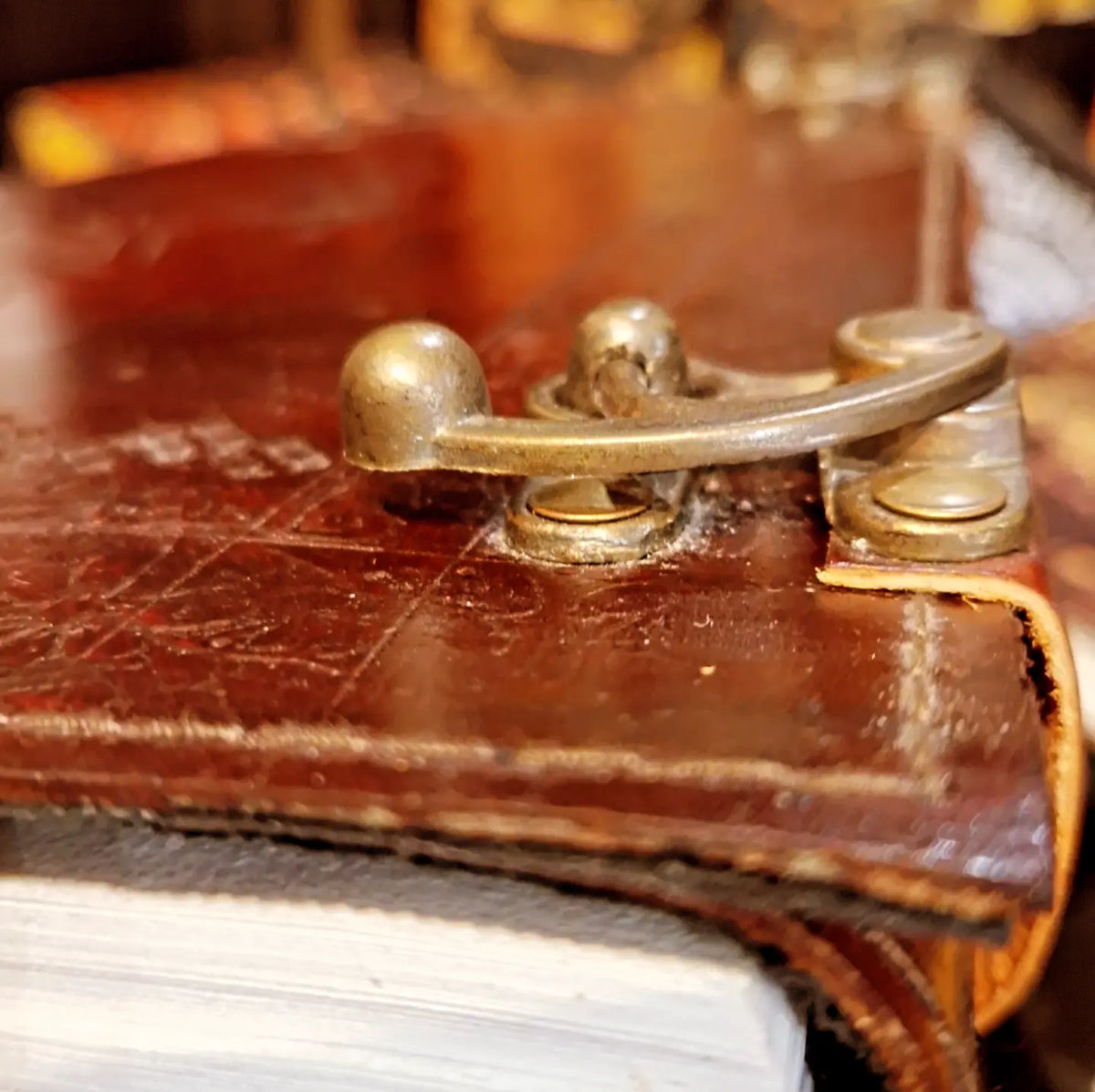 Grimoire en cuir brun avec dragon – Pièce unique