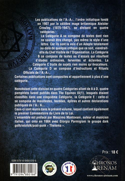 Le message du Maître Therion et autres publications de l'A:. A:. en catégorie E - Aleister Crowley