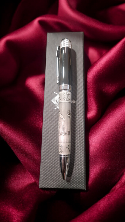 Stylo bille franc maçonnerie métal cadeau - symboles traditionnels