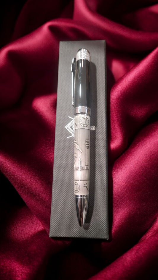 Stylo bille franc maçonnerie métal cadeau - symboles traditionnels