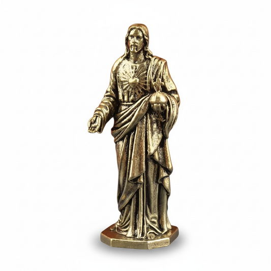 Figurine Jésus Christ – Statuette Chrétienne en Laiton Finition Bronze (6 cm)