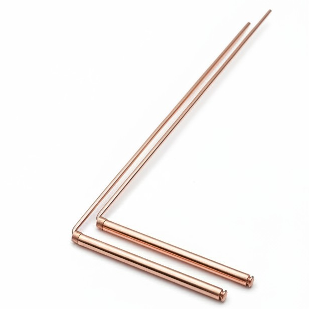 Baguettes de radiesthésie en cuivre pur – Sourcier Géobiologue Divination– Longueur 30 cm, poignée 5 mm – Précision professionnelle