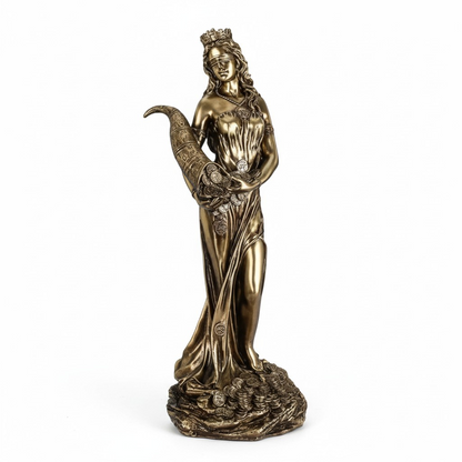 Statuette Diosa de la Fortuna – Déesse de la Chance, Richesse et Prospérité – Résine Peinte à la Main 22 cm