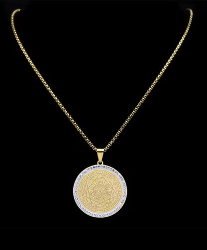 Talisman heptagramme sceau des 7 archanges acier inoxydable couleur or ou argent
