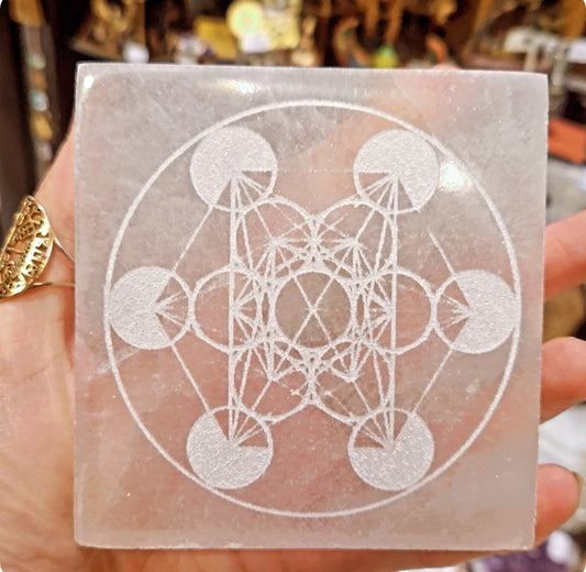 Plaque de sélénite metatron ~10 cm