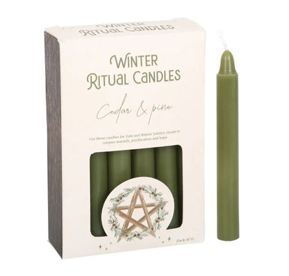 Bougies de rituel solstice d'hiver "Winter ritual candles" parfumées cèdre & pin-boîte de 12 bougies de rituel