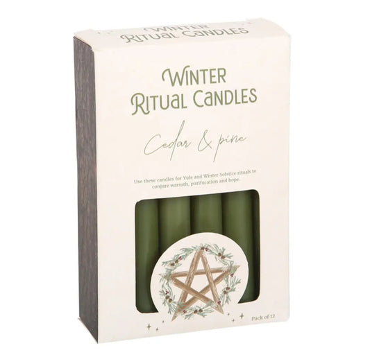 Bougies de rituel solstice d'hiver "Winter ritual candles" parfumées cèdre & pin-boîte de 12 bougies de rituel
