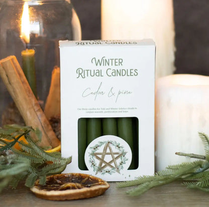 Bougies de rituel solstice d'hiver "Winter ritual candles" parfumées cèdre & pin-boîte de 12 bougies de rituel