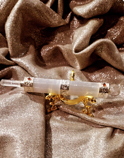 Wand / Baguette Énergétique – Sélénite & Cristal de Roche