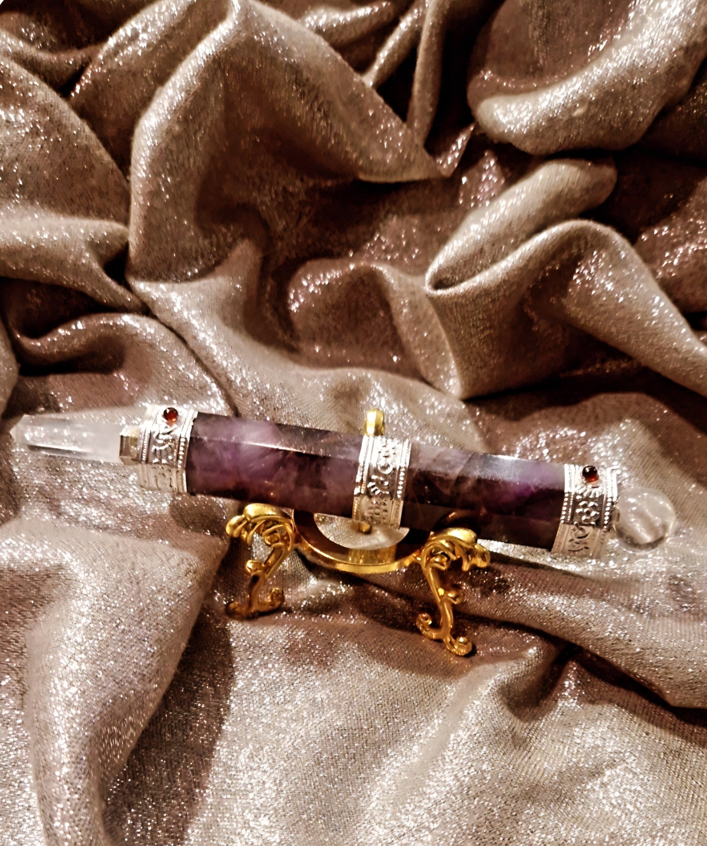 Wand / Baguette Énergétique – Améthyste & Cristal de Roche