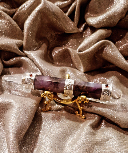 Wand / Baguette Énergétique – Améthyste & Cristal de Roche