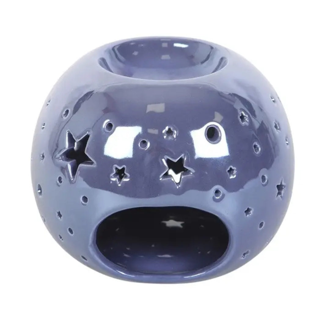Diffuseur brûleur huile,cire : boule étoilée violet irisé