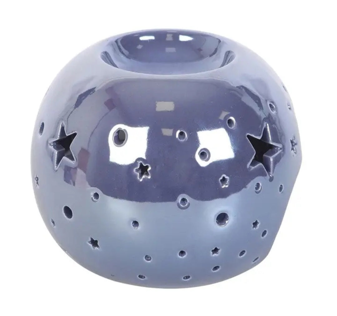 Diffuseur brûleur huile,cire : boule étoilée violet irisé