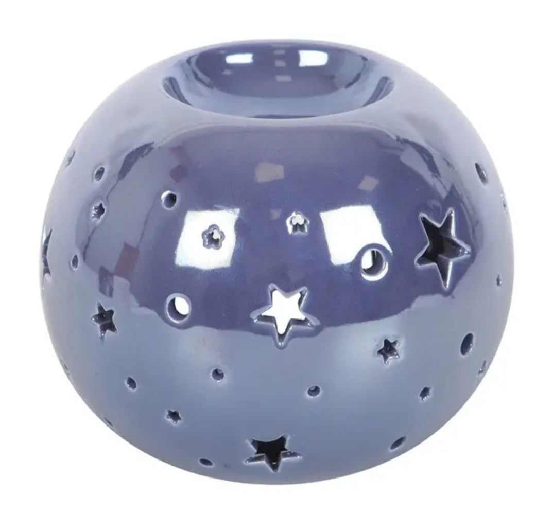 Diffuseur brûleur huile,cire : boule étoilée violet irisé