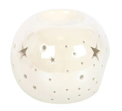 Diffuseur brûleur huile,cire : boule étoilée blanc nacré irisé