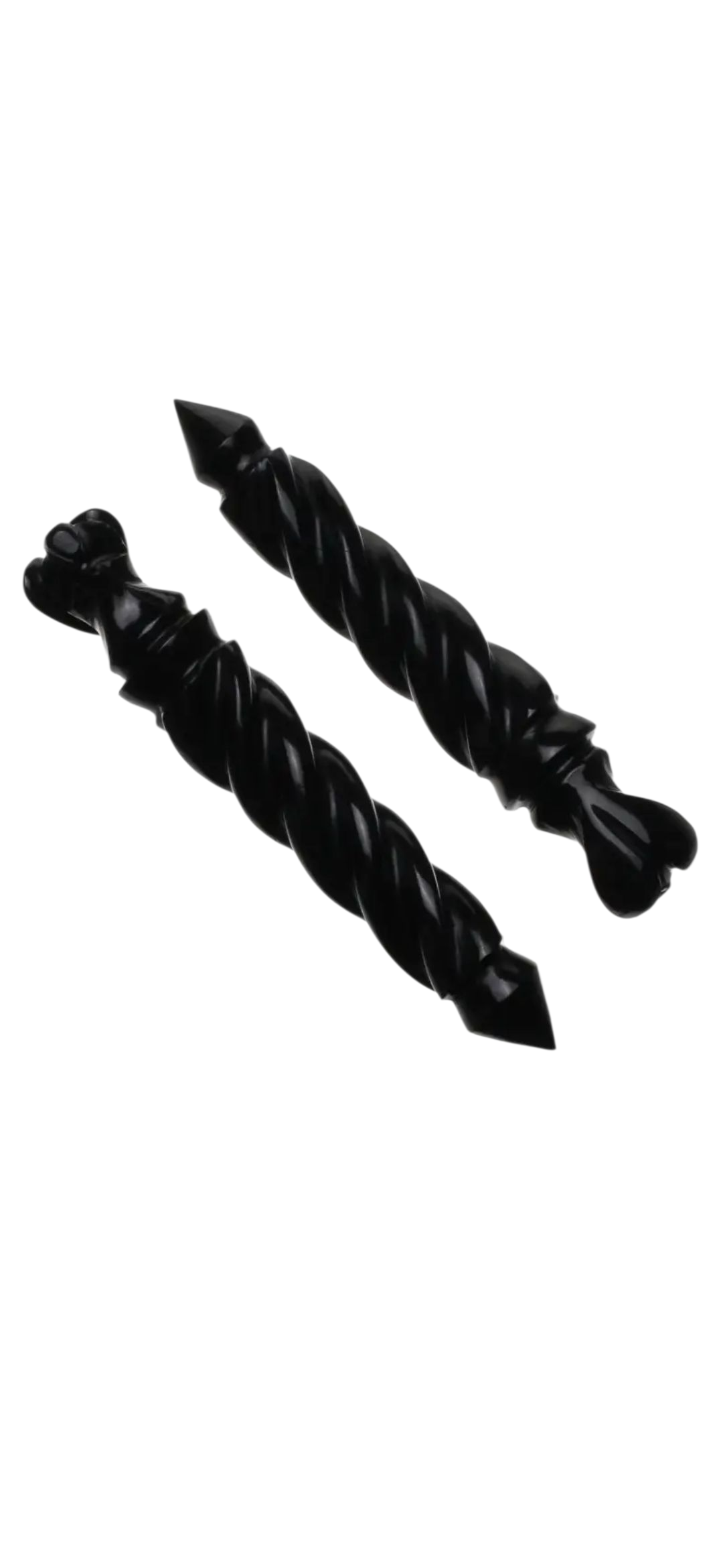 Wand/ Baguette obsidienne noire avec ange sculpté :  Protection