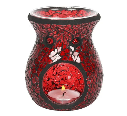 Diffuseur brûleur à huiles en verre craquelé rouge