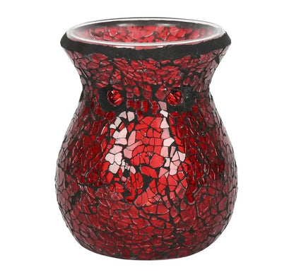 Diffuseur brûleur à huiles en verre craquelé rouge