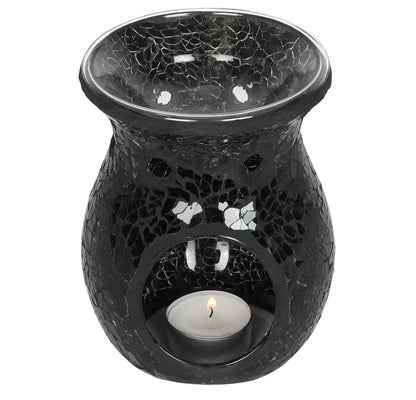 Diffuseur brûleur à huiles en verre craquelé noir