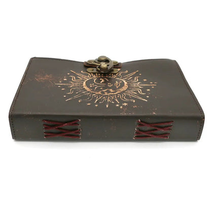 Grimoire en cuir vierge Lune Soleil