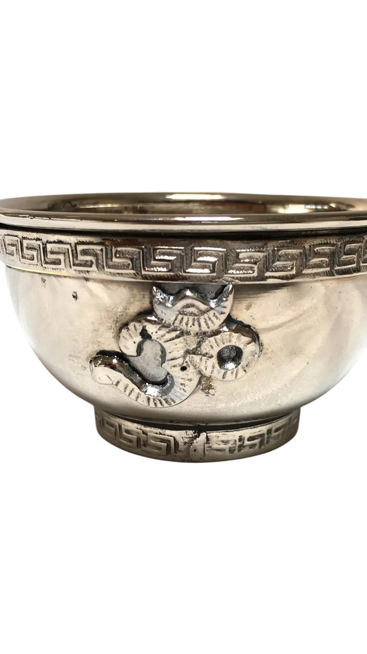 Bol à offrandes étain - symbole Om (ॐ)