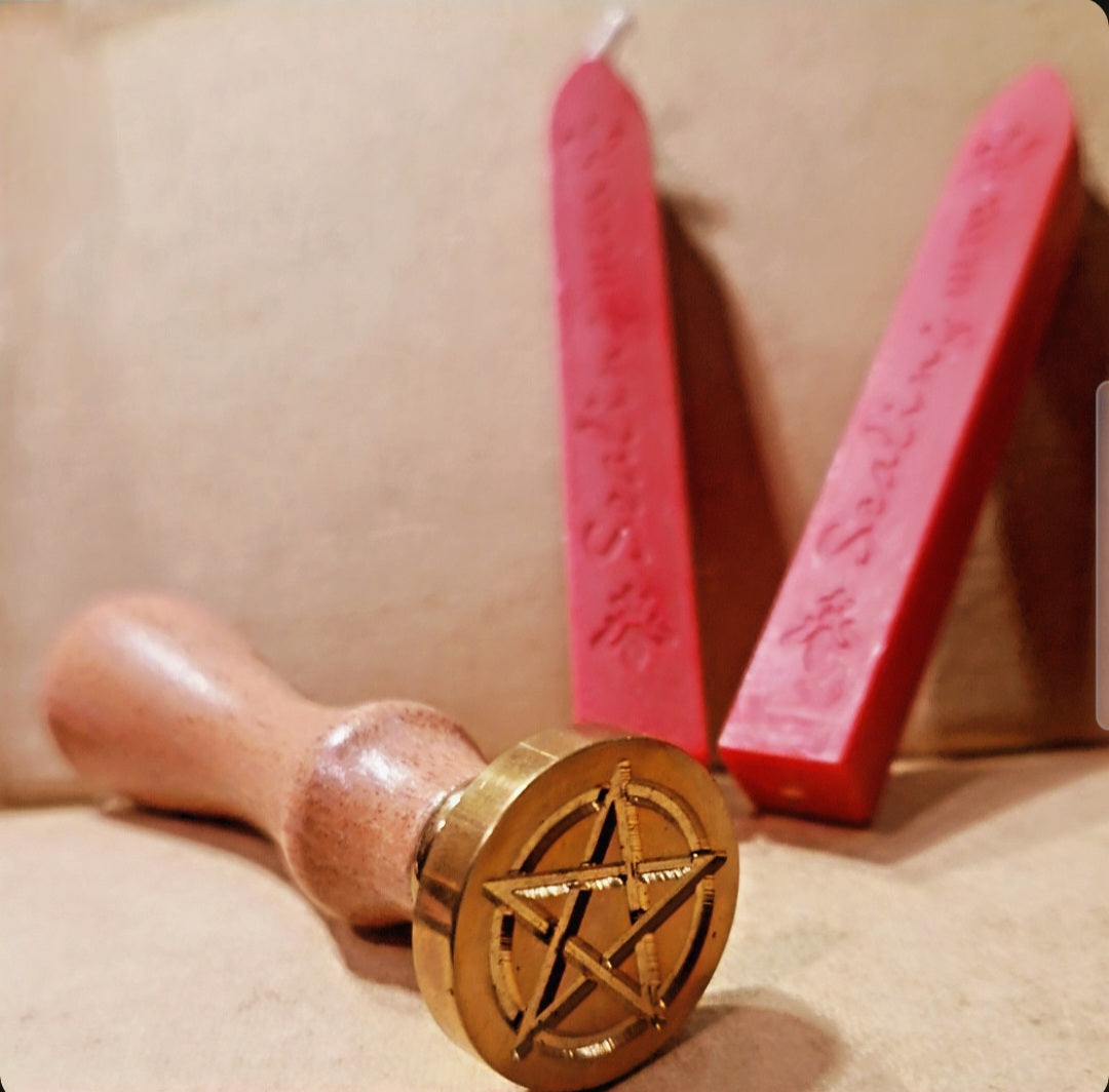 Coffret de Cachet/Sceau et Cire – Pentagramme ou Fleur de Lys