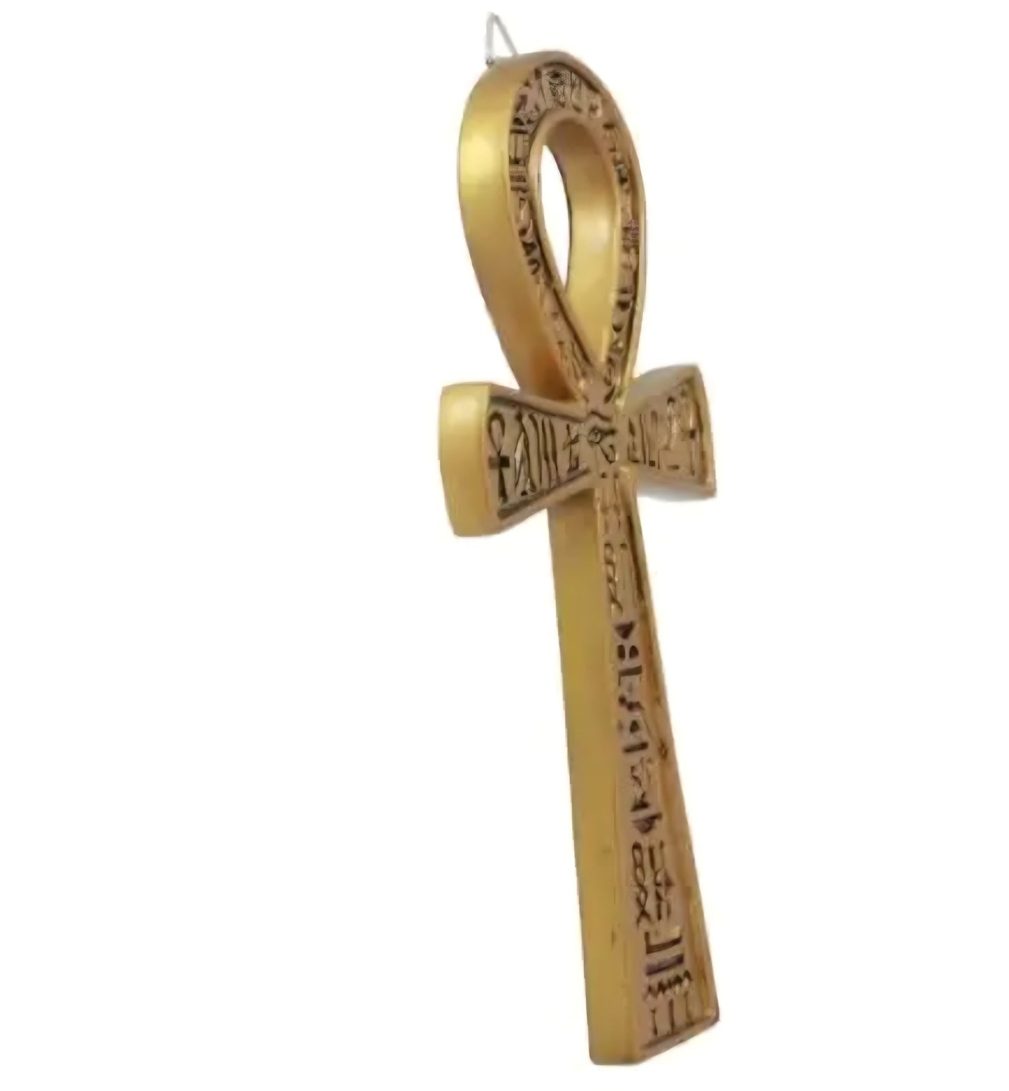 Croix de Ankh égyptienne dorée en résine – Décoration murale 18 x 9,5 cm – Protection ésotérique maison