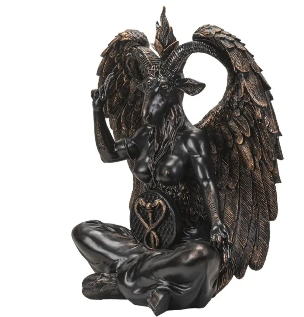 Statue Baphomet 61 cm – Grande statue ésotérique en bronze patiné. RETRAIT EN BOUTIQUE UNIQUEMENT