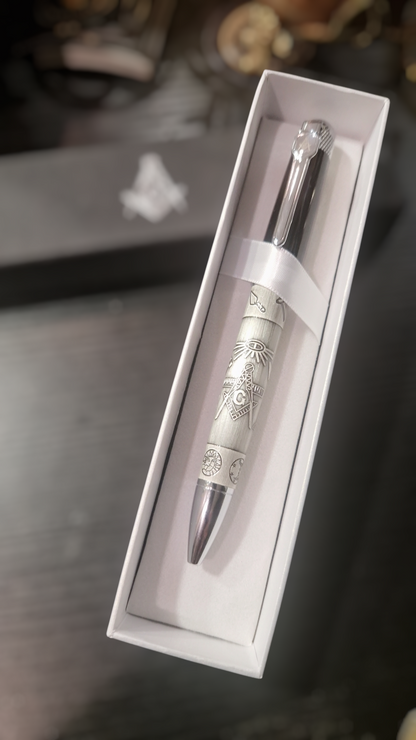Stylo bille franc maçonnerie métal cadeau - symboles traditionnels