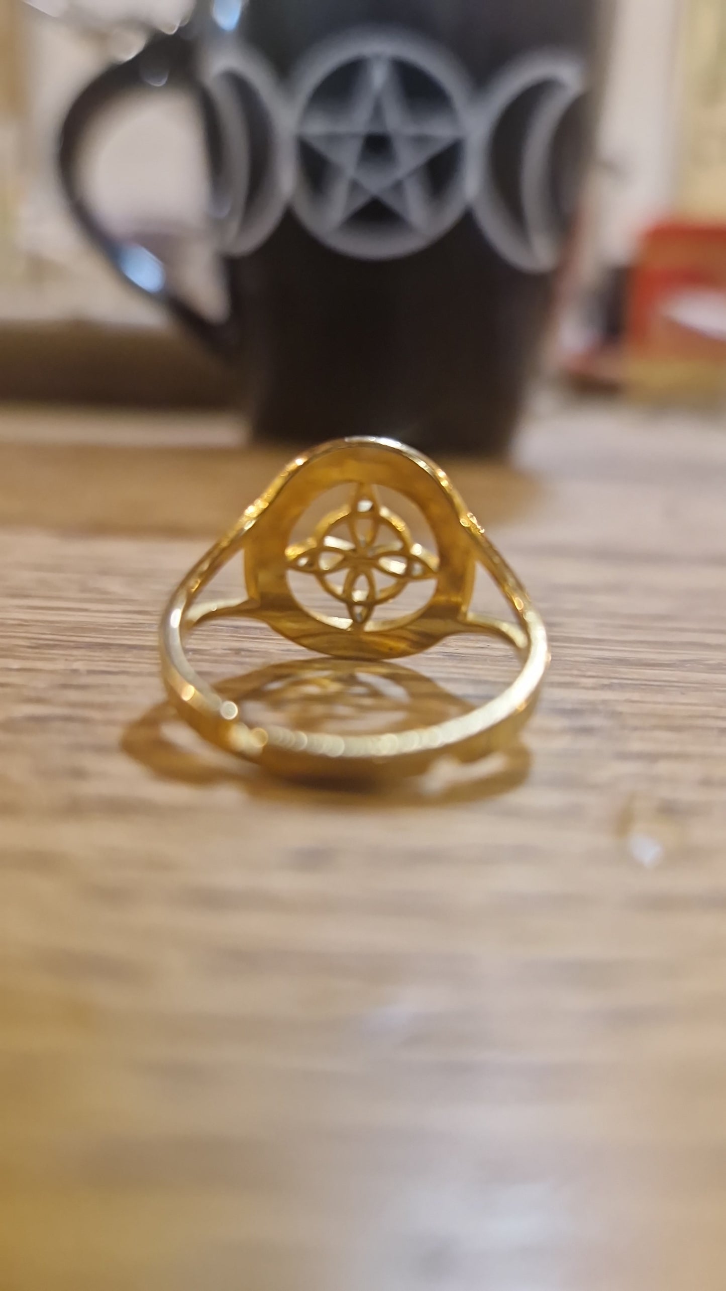 Bague talisman noeud de sorcière réglable - acier inoxydable doré or