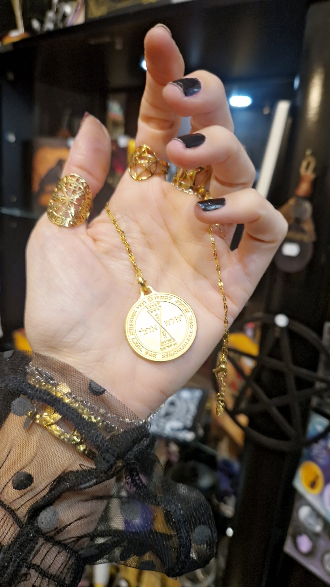 Collier Talisman - Pentacle de Vénus en Métal Doré (3 cm)