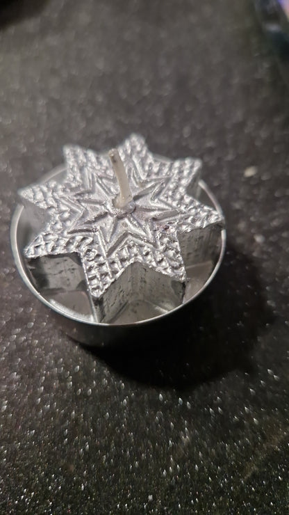 Bougies Stellaires Tea Light : Pack de 3 – Étoiles Dorées & Argentées pour Rituels et Méditation