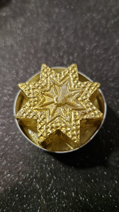 Bougies Stellaires Tea Light : Pack de 3 – Étoiles Dorées & Argentées pour Rituels et Méditation
