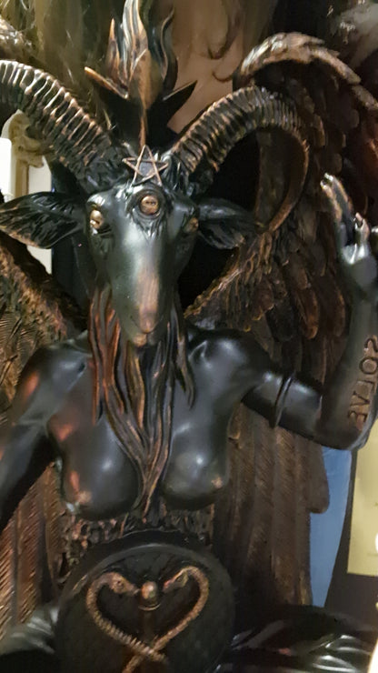 Statue Baphomet 61 cm – Grande statue ésotérique en bronze patiné. RETRAIT EN BOUTIQUE UNIQUEMENT