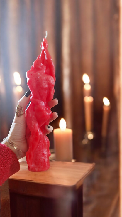 Bougie amour-passion : couple enlacé - magie rouge